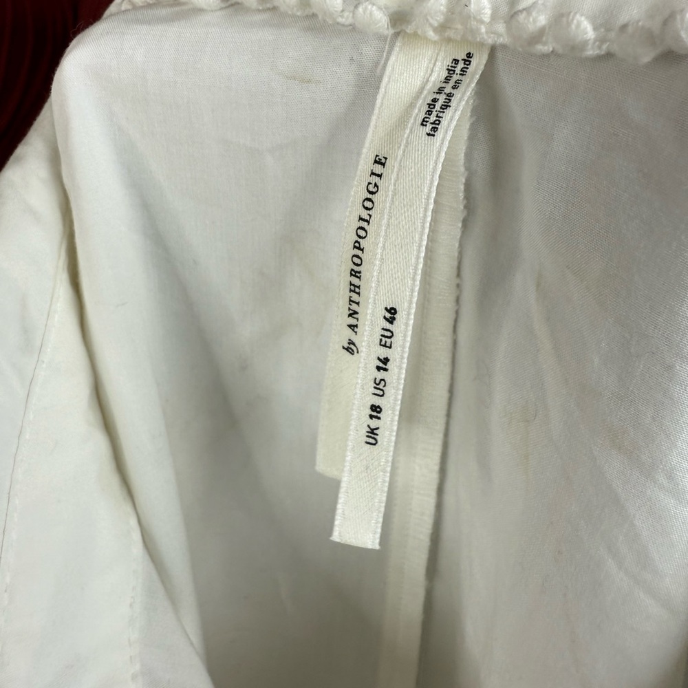 Anthropologie White Button-Down Shirt with Belt - Picture 4 of 6